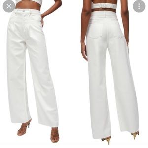 NWT Reformation Reworked pleated off white wide leg jeans 29